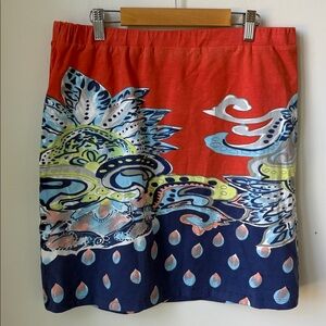 Krimson Klover Dream Catcher Skirt in Poppy (Orange Blue) Stretch Pull On Size L
